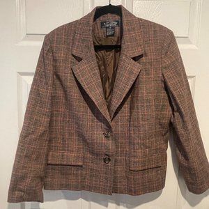 VTG EH Woods Womans Blazer Size 14 Plaid twead Career Wool Blend - Y993